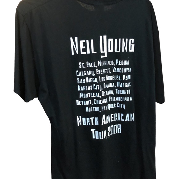 Vintage Neil Young 2008 chrome dream tour concert shirt adult XL Black - Picture 2 of 8